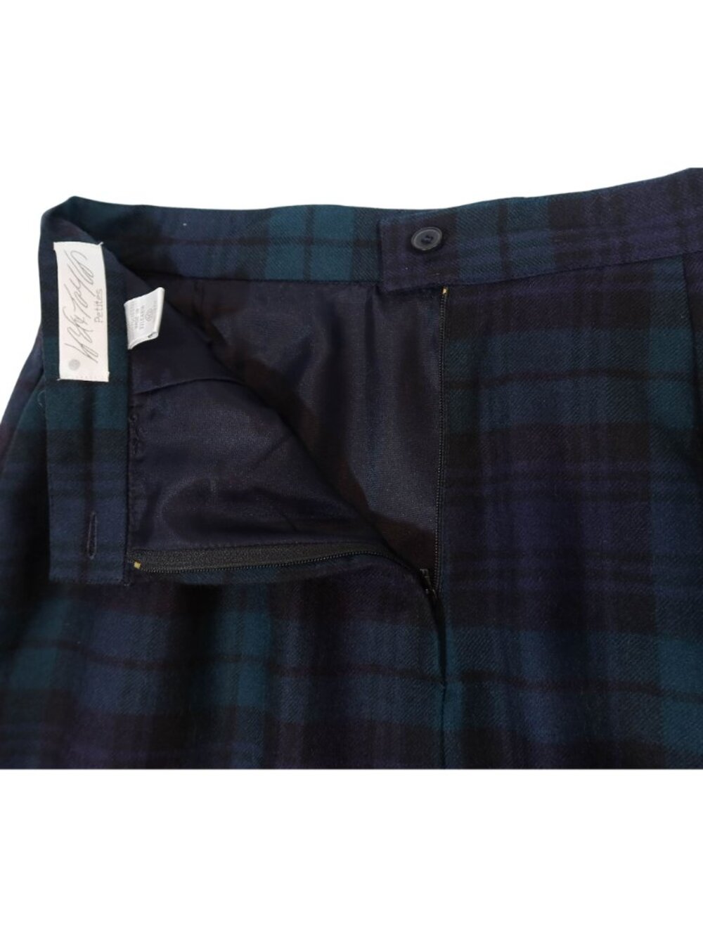 Vintage LORD & TAYLOR Tartan Plaid Pleated Wool Pencil Skirt 10P Preppy Academia - Picture 5 of 8